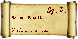 Szende Patrik névjegykártya