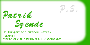 patrik szende business card